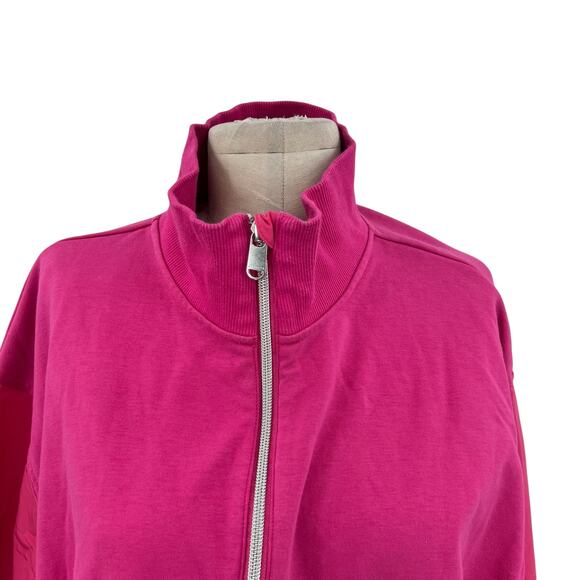Athleta Triumph Hybrid Half Zip Sweatshirt Top Cinched Pink Size Large - Picture 3 of 11